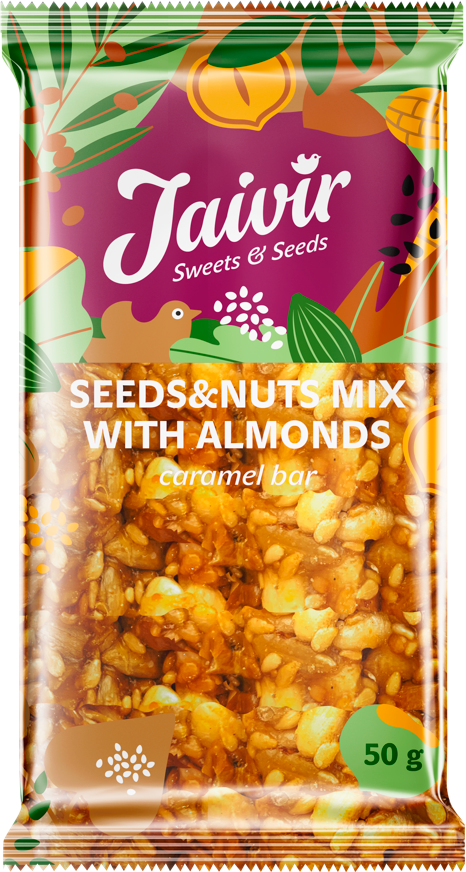 «SEEDS AND NUTS MIX WITH ALMONDS» CARAMEL BAR